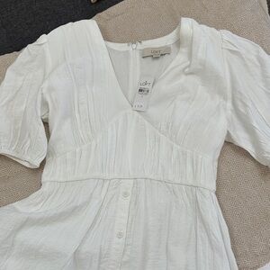 LOFT white v neck dress